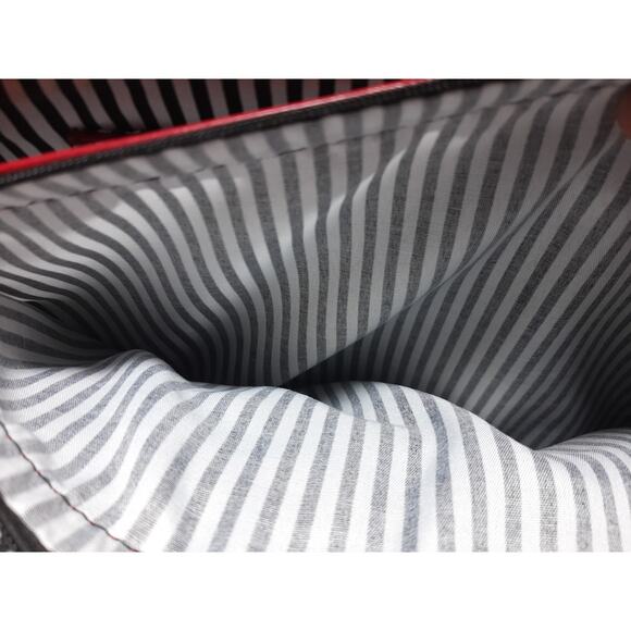 Davis and Towne The Camilla Red Leather w/Gold Color Hardware Strip Lining - Picture 3 of 9